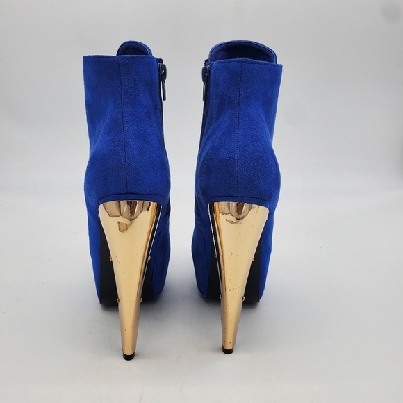 Privilege Shoes Women 6 Surrender  Royal Blue and Gold high heel Booties Boots - Picture 7 of 14